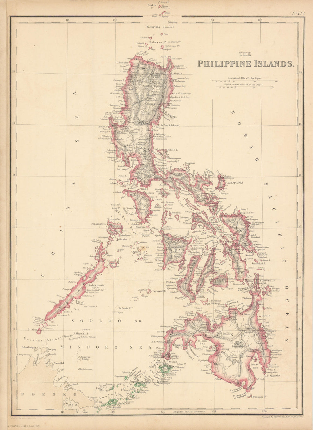 The Philippine Islands by Edward Weller. Philippines 1860 old antique map
