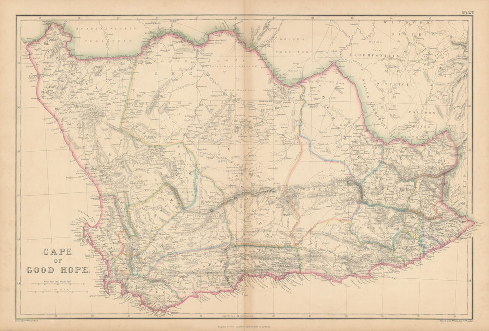 Cape of Good Hope by Edward Weller. South Africa 1860 old antique map chart