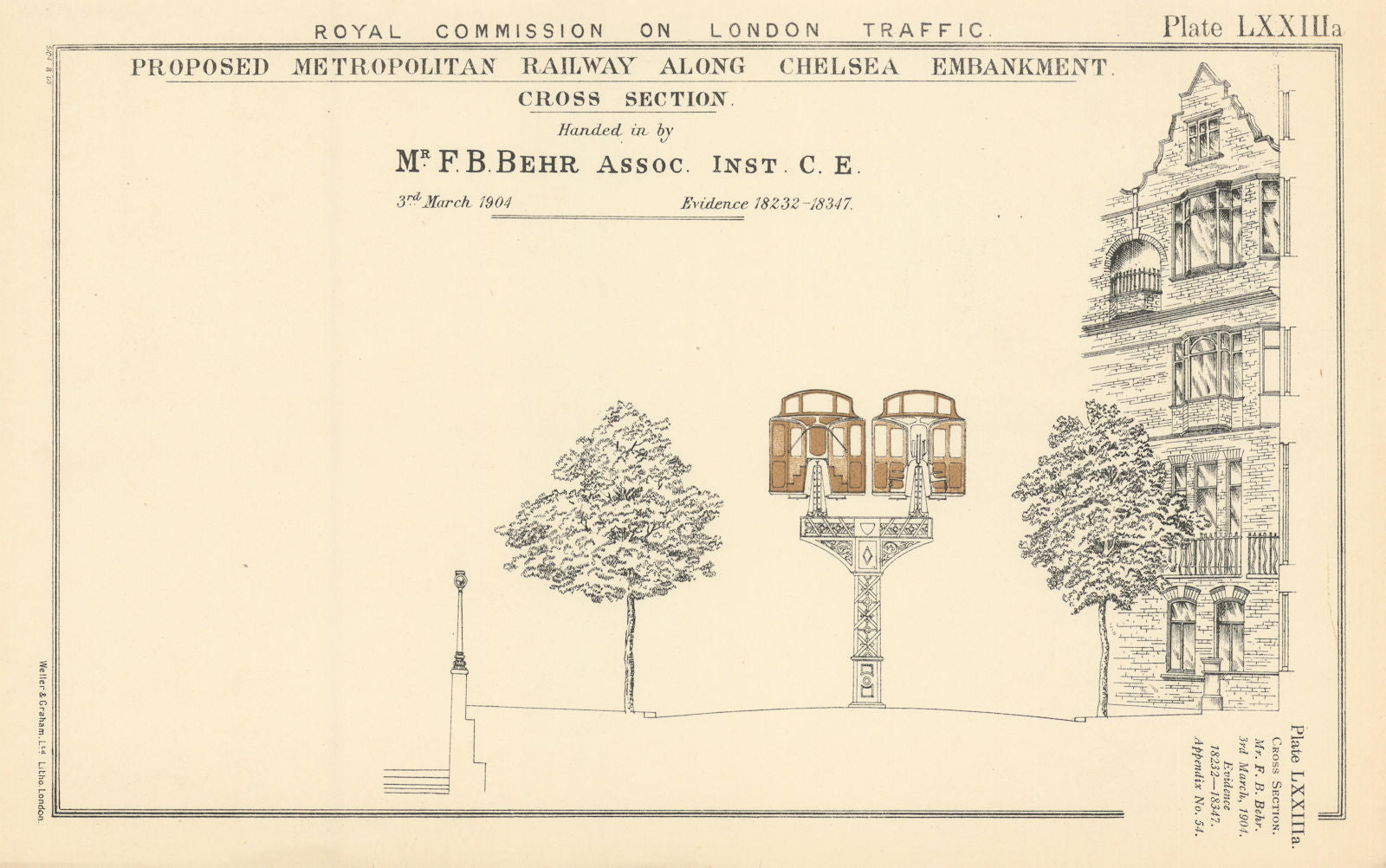 Royal Commission. Proposed Chelsea Embankment elevated railway section ...