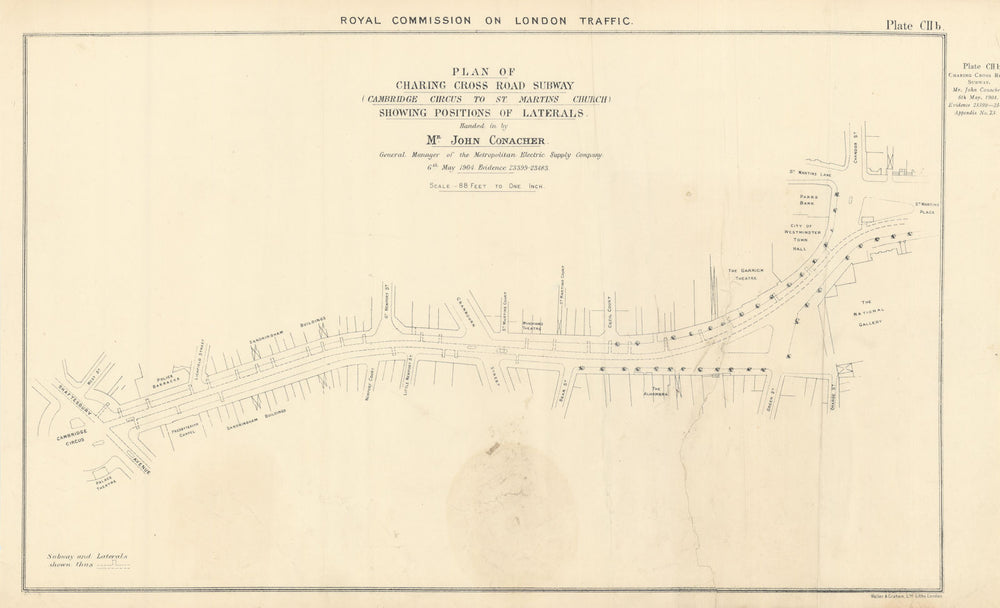 Royal Commission on London Traffic. Charing Cross Road Cambridge Circus 1906 map