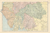LAKE DISTRICT Cumbria & Westmorland (South sheet) County map GW BACON 1895