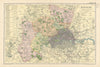 MIDDLESEX antique county map by GW BACON 1895 old plan chart