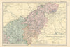 NORTHAMPTONSHIRE (North) antique county map by GW BACON 1895 old