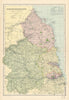 NORTHUMBERLAND antique county map by GW BACON 1895 old plan chart