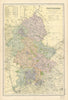STAFFORDSHIRE antique county map by GW BACON 1895 old plan chart