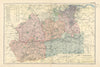 SURREY antique county map by GW BACON 1895 old vintage plan chart