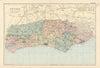 SUSSEX antique county map by GW BACON 1895 old vintage plan chart