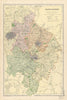 WARWICKSHIRE antique county map by GW BACON 1895 old plan chart