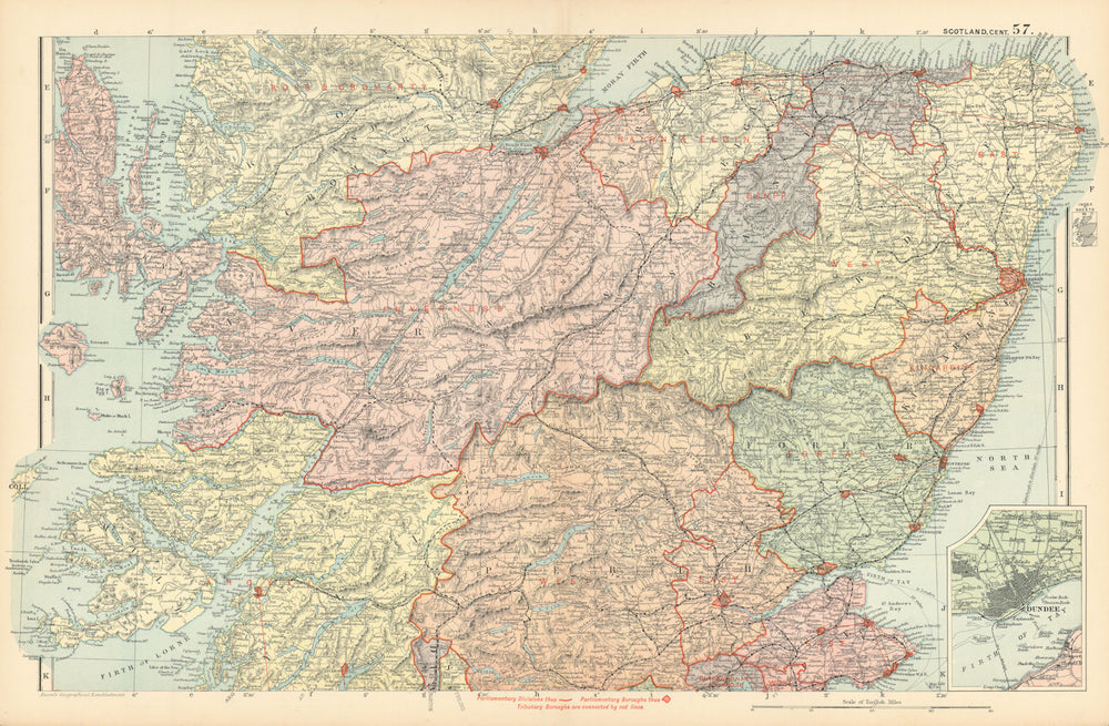 SCOTLAND CENTRAL Tayside Grampian Highland.Parliamentary Railways.BACON 1895 map