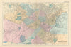 BIRMINGHAM Aston Edgbaston Bordesley town city plan GW BACON 1895 old map