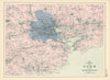 CORK & ENVIRONS Cobh Kinsale Bandon Castlemaine antique map by GW BACON 1895