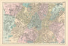 LEEDS Holbeck Wortley Headingley Brunswick Hunslet town city plan BACON 1895 map