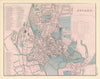OXFORD antique town city plan by GW BACON University Colleges 1895 old map