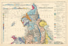 GEOLOGICAL ENGLAND & WALES (North sheet) antique map by GW BACON 1895 old