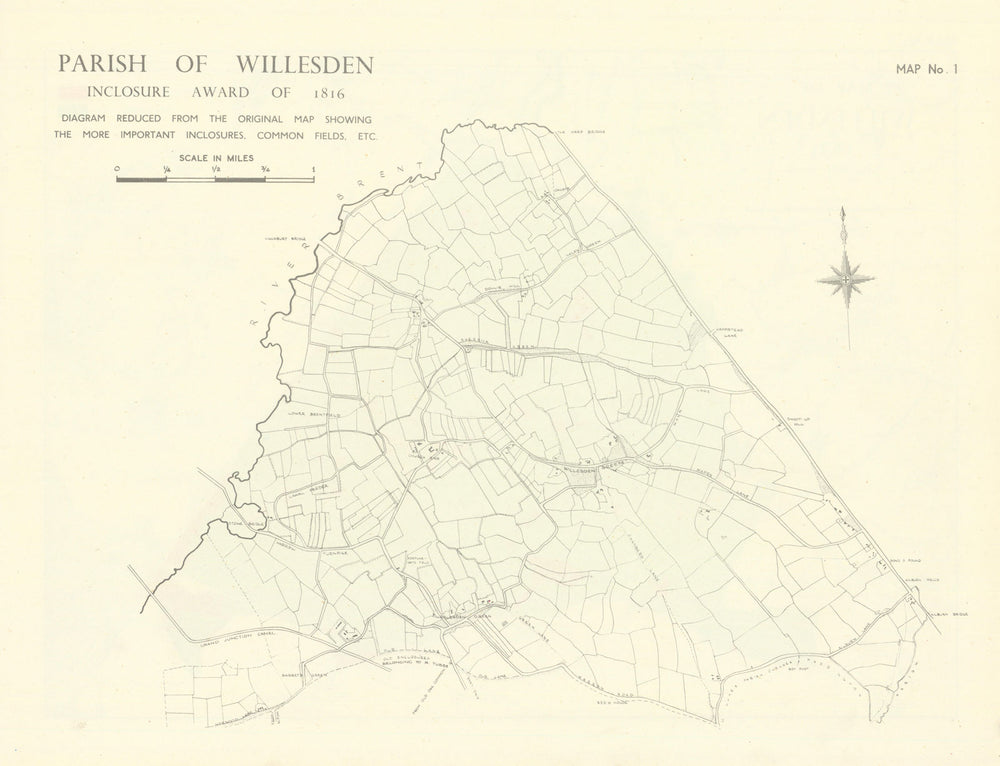 Parish of Willesden Inclosure Award of 1816. Kensal Kilburn Neasden 1950 map
