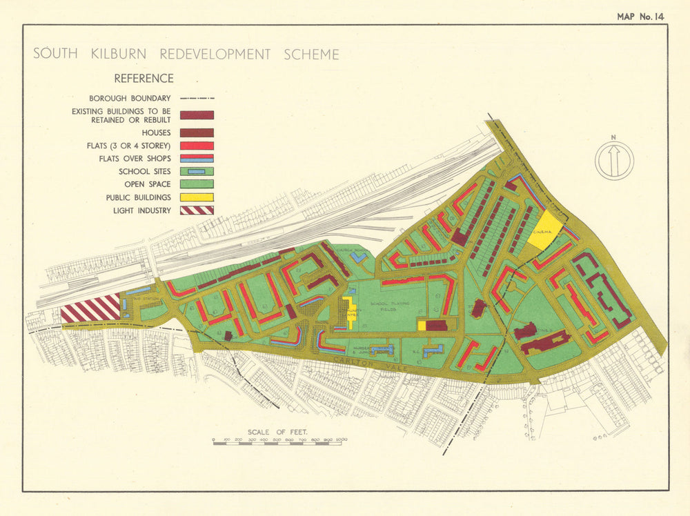 South Kilburn Redevelopment Scheme 1950 old vintage map plan chart