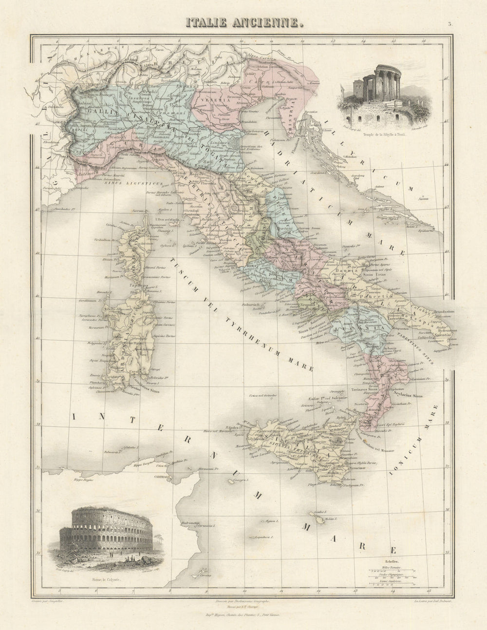 Italie ancienne by Migeon. Ancient / Roman Italy 1861 old antique map chart
