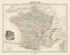 France en 1789 by Migeon. Pre-Napoleonic France 1861 old antique map chart