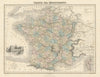 France par Départements by Migeon. France in Departments 1861 old antique map