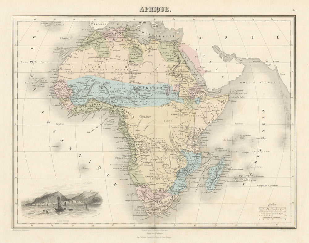 Afrique by Migeon. Pre-colonial Africa 1861 old antique vintage map plan chart