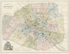 Nouveau Plan de Paris en 20 Arrondissements by Migeon 1861 old antique map