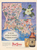 Paul Jones Whiskey. Louisiana pictorial map advertisement 1951 old print