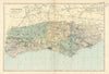 SUSSEX antique county map by GW BACON 1898 old vintage plan chart