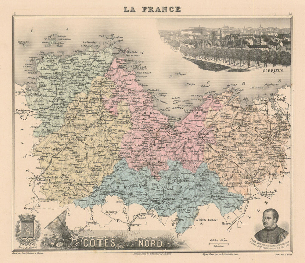 Côtes-d'Armor / Côtes-du-Nord département. Saint-Brieuc. Vuillemin 1890 map