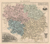 Creuse département. Guéret vignette. Vuillemin 1890 old antique map plan chart