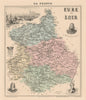 Eure-et-Loir département. Chartres vignette. Vuillemin 1890 old antique map