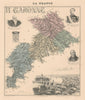 Haute-Garonne département. Toulouse vignette. Vuillemin 1890 old antique map