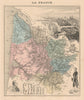 Gironde département. Bordeaux vignette. Vuillemin 1890 old antique map chart