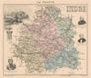 Indre département. Châteauroux vignette. Vuillemin 1890 old antique map chart