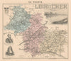 Loir-et-Cher département. Blois vignette. Vuillemin 1890 old antique map chart