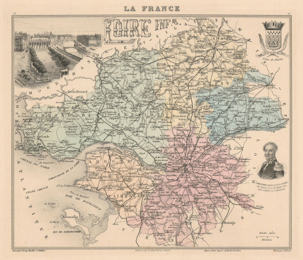 Loire-Atlantique / Loire-Inférieure département. Nantes. Vuillemin 1890 map