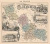 Nord département. Lille Dunkerque vignette. Vuillemin 1890 old antique map