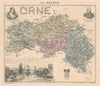 Orne département. Alençon vignette. Vuillemin 1890 old antique map plan chart