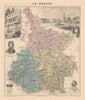 Hautes-Pyrénées département. Tarbes vignette. Vuillemin 1890 old antique map