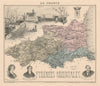 Pyrénées-Orientales département. Perpignan. Vuillemin 1890 old antique map