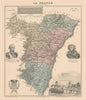 Bas-Rhin département. Strasbourg vignette. Vuillemin 1890 old antique map