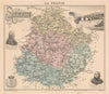 Sarthe département. Le Mans vignette. Vuillemin 1890 old antique map chart
