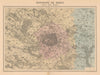 Environs de Paris avec ses forts. Paris fortifications. Vuillemin 1890 old map