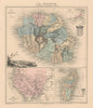 La Réunion, Madagascar, Gabon & French Congo Français. Vuillemin 1890 old map
