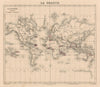 Planisphère indiquant les colonies Françaises. World + French colonies 1890 map