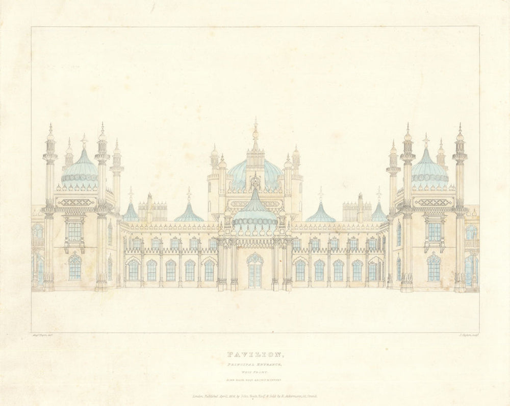 Brighton Royal Pavilion. Principal Entrance - West Front by John Nash/Pugin 1826
