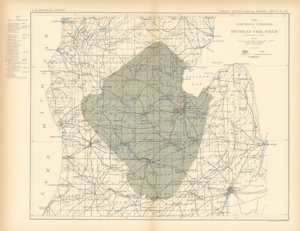The Northern Interior or Michigan coal field. US Geological Survey 1902 map