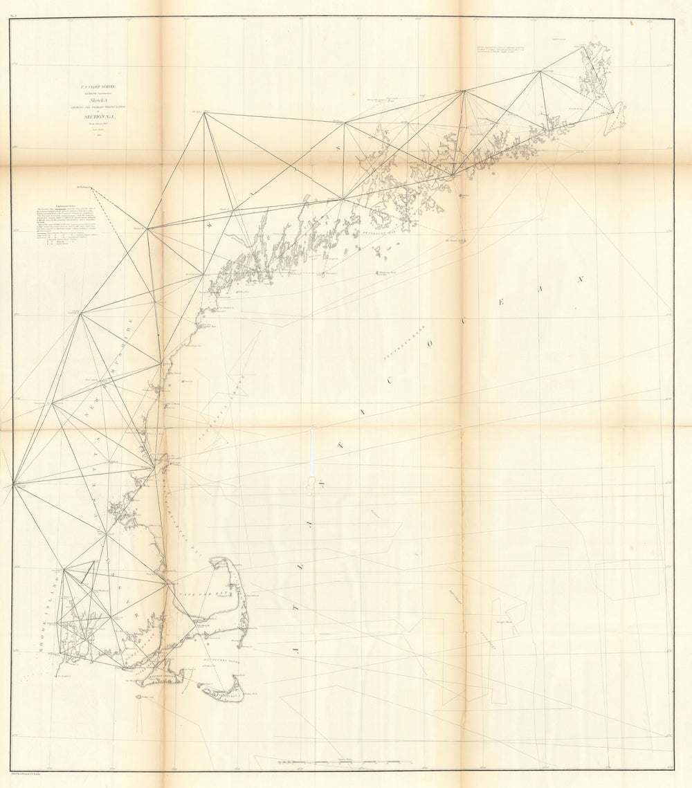 US Coast Survey chart §I A Narragansett—Passamaquoddy. New England 1860 map