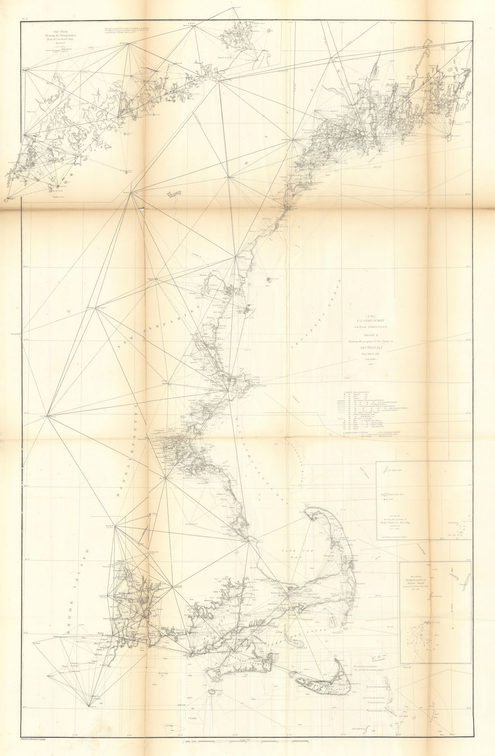 US Coast Survey chart §I A Bis Narragansett–Passamaquoddy. New England 1860 map