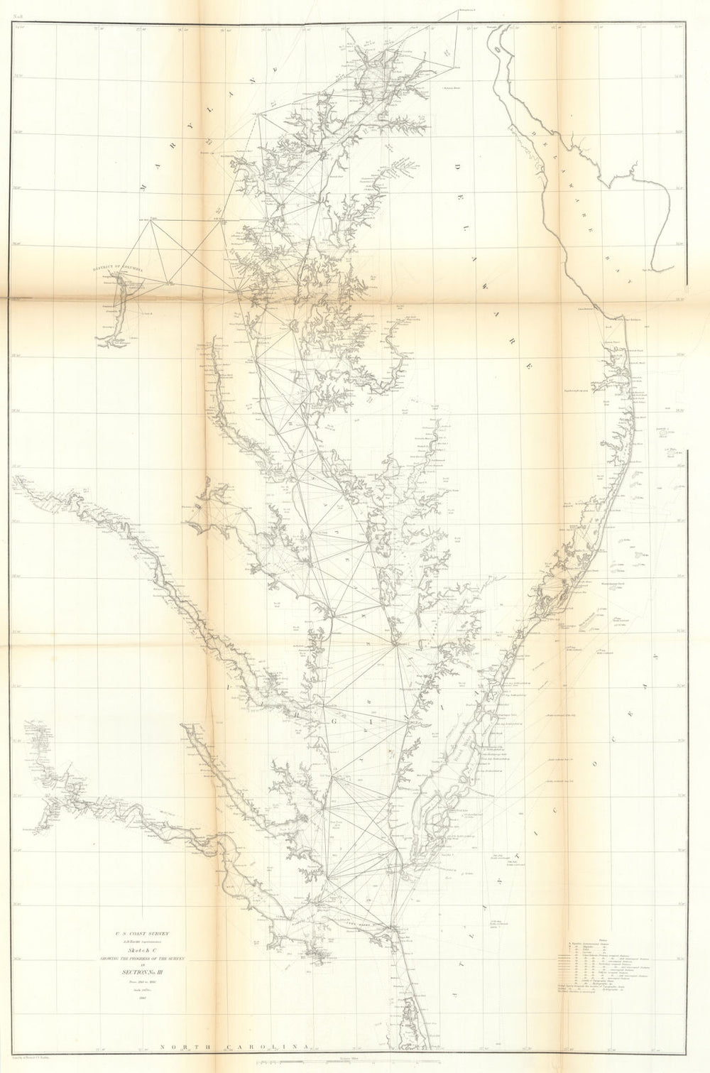 US Coast Survey chart §III Chesapeake Bay. Virginia Maryland Potomac 1860 map