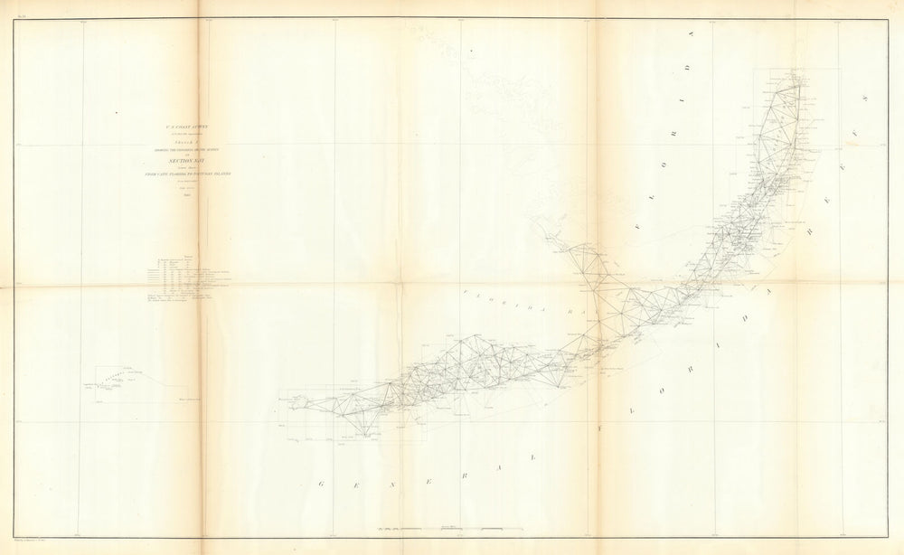 US Coast Survey chart §VI Florida Keys. Cape Florida—Marquesas. Miami 1860 map